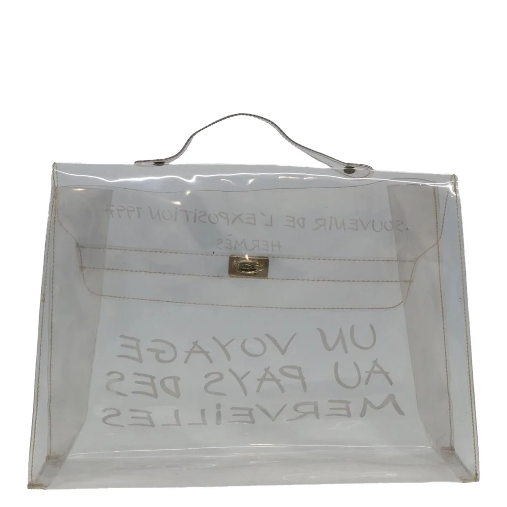 HERMES Vinyl Kelly Hand Bag Vinyl Clear Auth 79847 - Picture 3 of 16